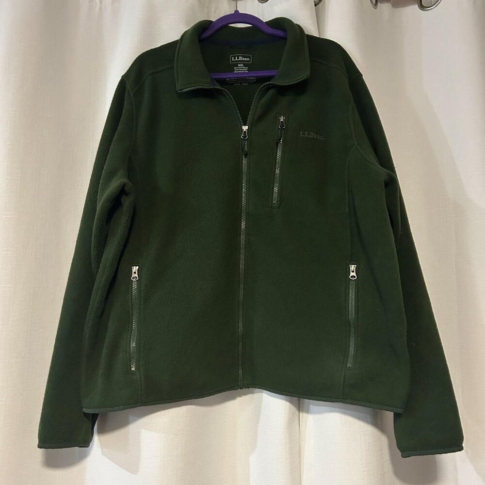 L.L.Bean Fleece collared mens jacket XXL green Full-zip Windbreaker outdoor